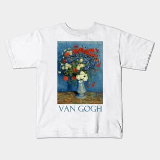 Vase with Poppies and Cornflowers by Vincent van Gogh Kids T-Shirt